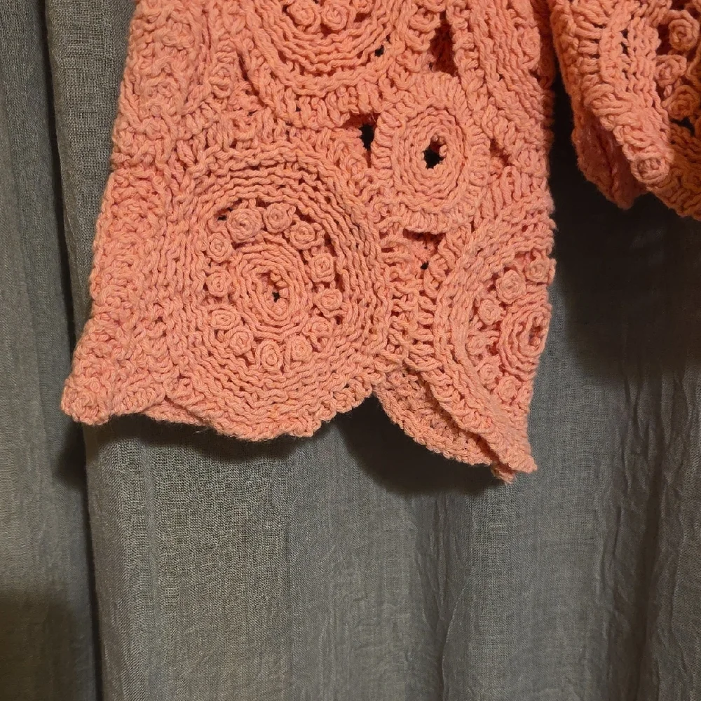 Ultra Pink Coral Crochet Circle-Motif Tunic Top - Picture 4 of 11